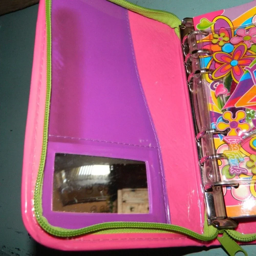 Vintage Y2K Lisa Frank Glitter Groovy Love Zip Planner Organizer RARE